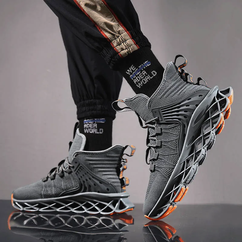 

Высокие мужские кроссовки для бега, спортивная обувь с лезвиями, дышащие амортизирующие кроссовки, кроссовки для фитнеса и бега, обувь, обув...