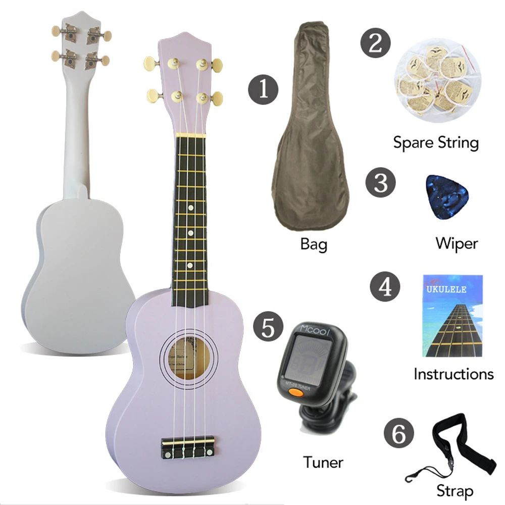 Tenor 21&quot Soprano Ukulele Rosewood Acoustic Nylon 4 Strings Bass Guitar Musical Instrument for NewPlayers | Спорт и развлечения
