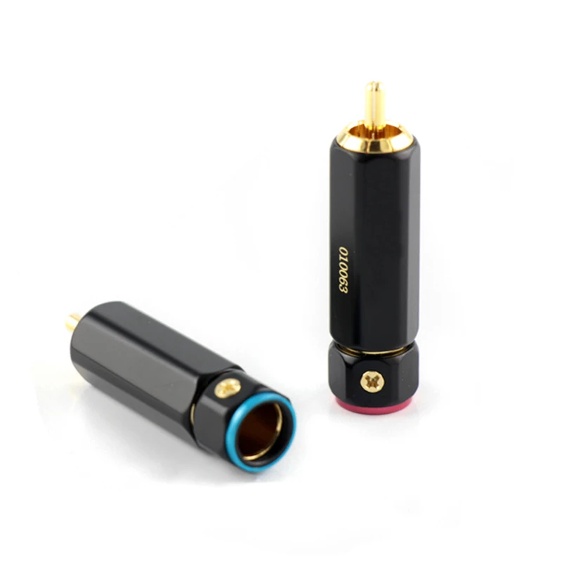 Позолоченный запираемый кабель усилителя RCA без пайки разъем lotus звуковой