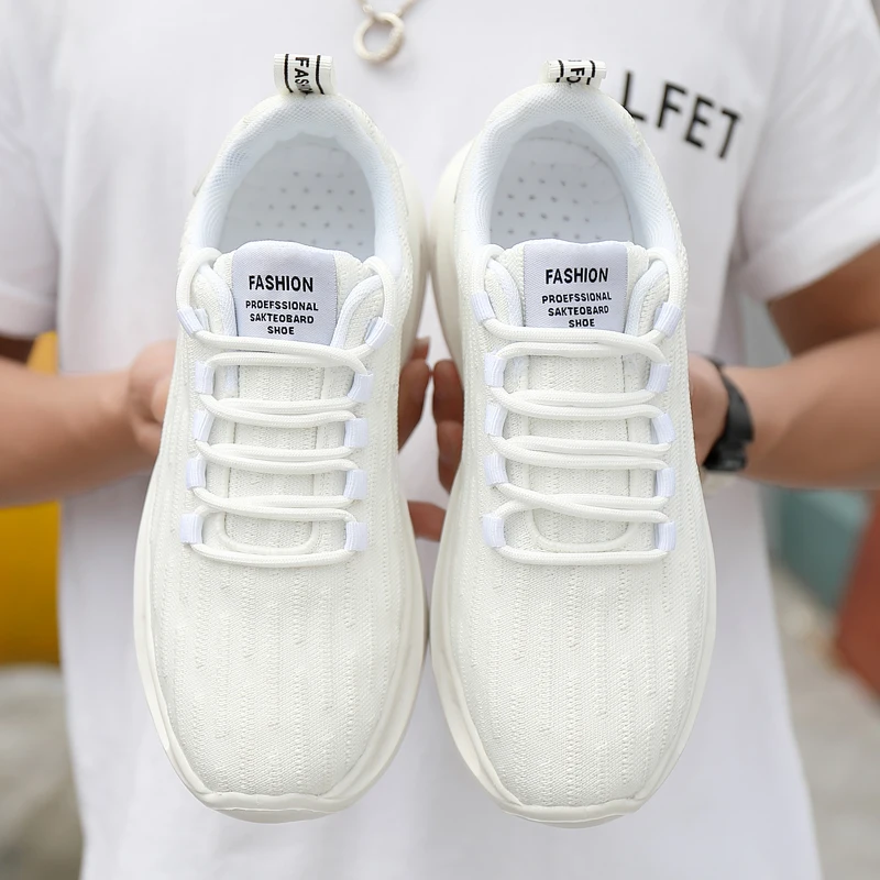 

Sport Casual Shoes Sneakers Male Solid White Fashion Knitting Casual Shoes Men Sneaker Black Summer Men's Sports Mens Causal