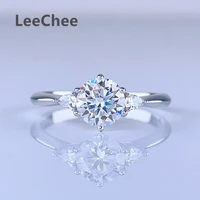 moissanite ring 1ct lab diamond with certificate 6 5mm vvs trendy fine jewelry for women wedding gift real 925 sterling silver