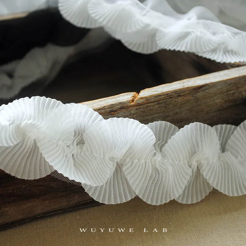 1 м черно-белая волнистая спиральная кружевная плиссированная шифоновая юбка с