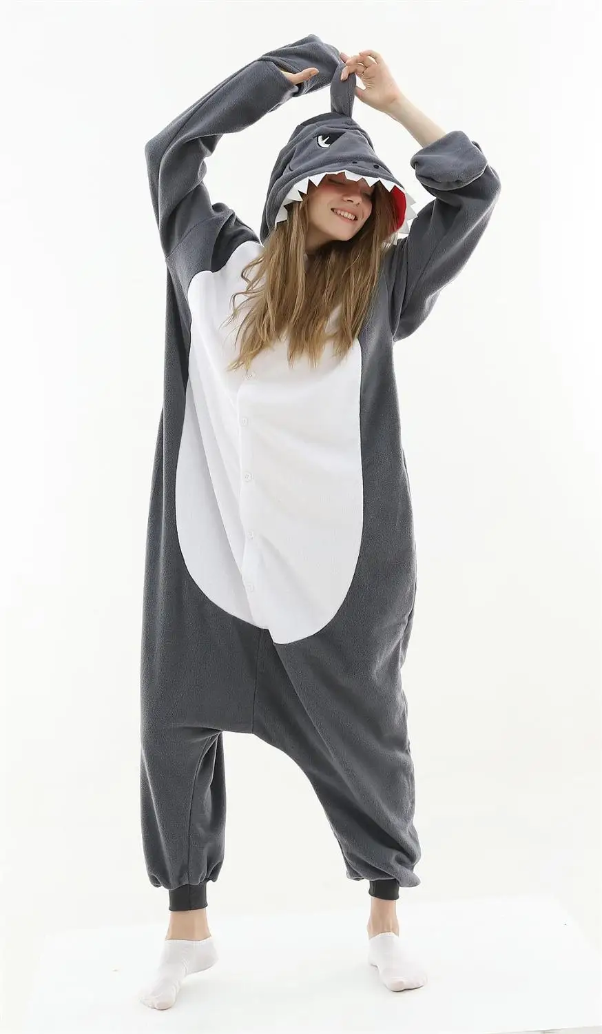 Kigurumi Adult Pyjamas Cosplay Costume Grey Shark Onesie Lemur Sleepwear Homewear Unisex Pajamas Party Clothing For Women Man