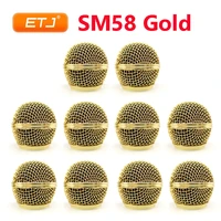 polished golden sm58sbeta58 mesh grille metal ball head for shure microphone accessories replacement gold color wholesales