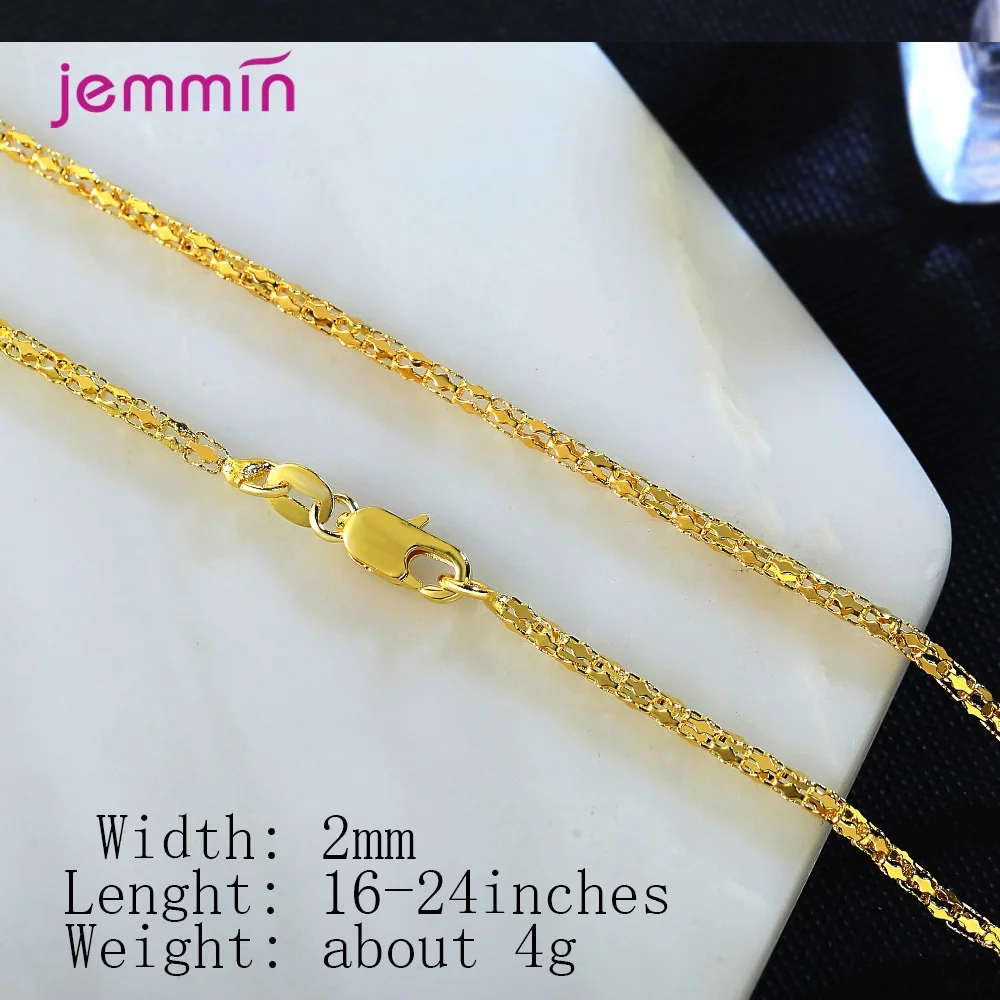 

Korean Vintage Width 2mm 925 Sterling Silver Clavicle Necklaces Chain Necklace With Lobster Clasps DIY Jewelry 16-24 Inches