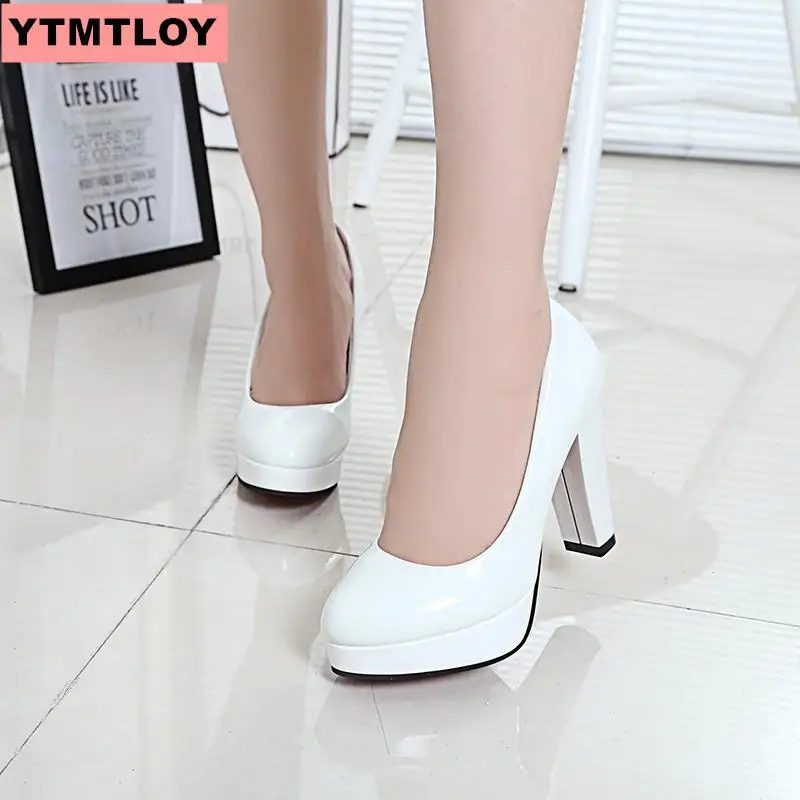 Женские модные классические свадебные туфли на высоком каблуке из лакированной