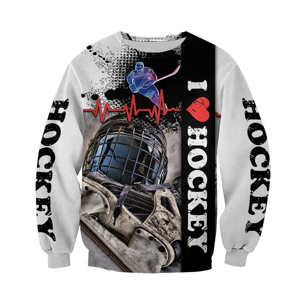 I с надписью Love хоккейной тематики толстовки на молнии 3D принтом для мужчин и