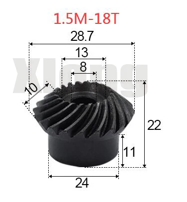 

2pcs 1.5M-18Teeths Inner Hole: 8mm Precision Spiral Bevel Gear Spiral Bevel Gear