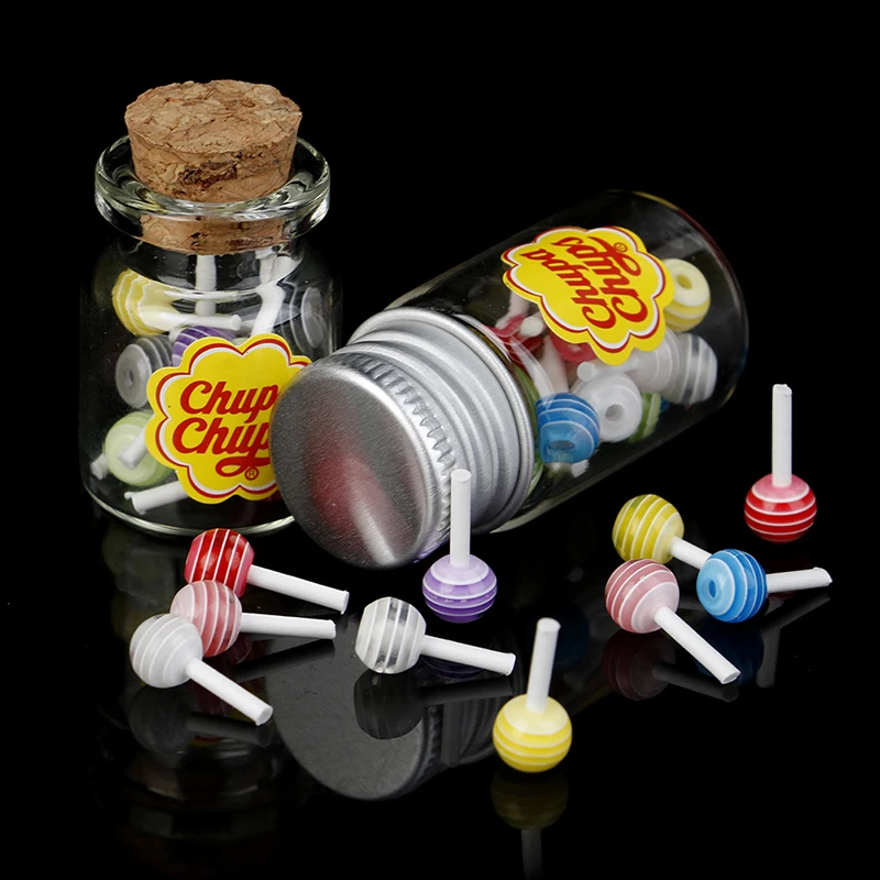 

1/12 Miniature Food Dessert Sugar Mini Lollipops With Case Holder Candy For Doll House Kitchen Furniture Toys Accessories