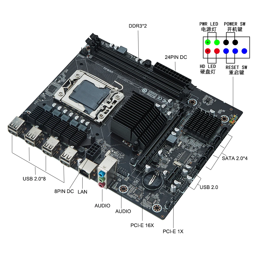 X58 настольная материнская плата LGA1366 набор с процессором Intel xeon X5570 и 16 Гб (2шт * 8 ГБ)