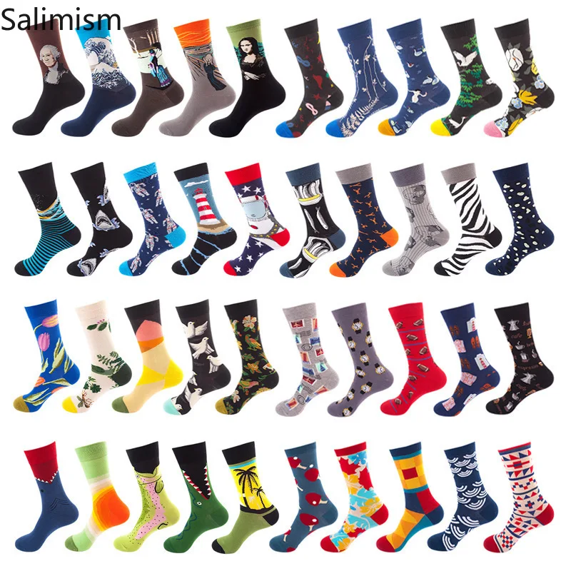 

Happy Unisex Creative Cartoon European Women Cotton Socks Personality Streetwear Funny Sockken Woman Harajuku Sock EUR 36-44