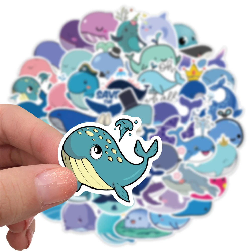 103050 pcs cartoon sea animal cute whale doodle stickers diy phone fridge laptop moto luggage skateboard kids toy stickers free global shipping