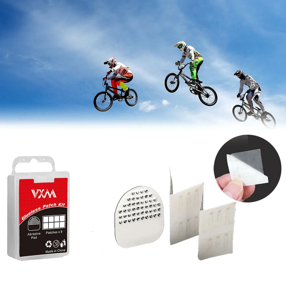 

VXM Bicycle Puncture Repair Kit 8 Pieces Glue-free Tire Patch Bike Tyre Patches Cycling Maintenance Tool Kit 2021 New