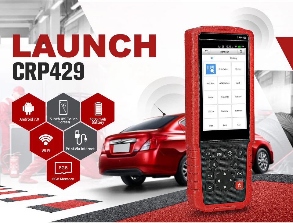 LAUNCH X431 CRP429 OBD2 сканер OBD OBDII EOBD диагностический инструмент все системы авто код читателя ключ инжектор кодирования DPF PK CRP429C