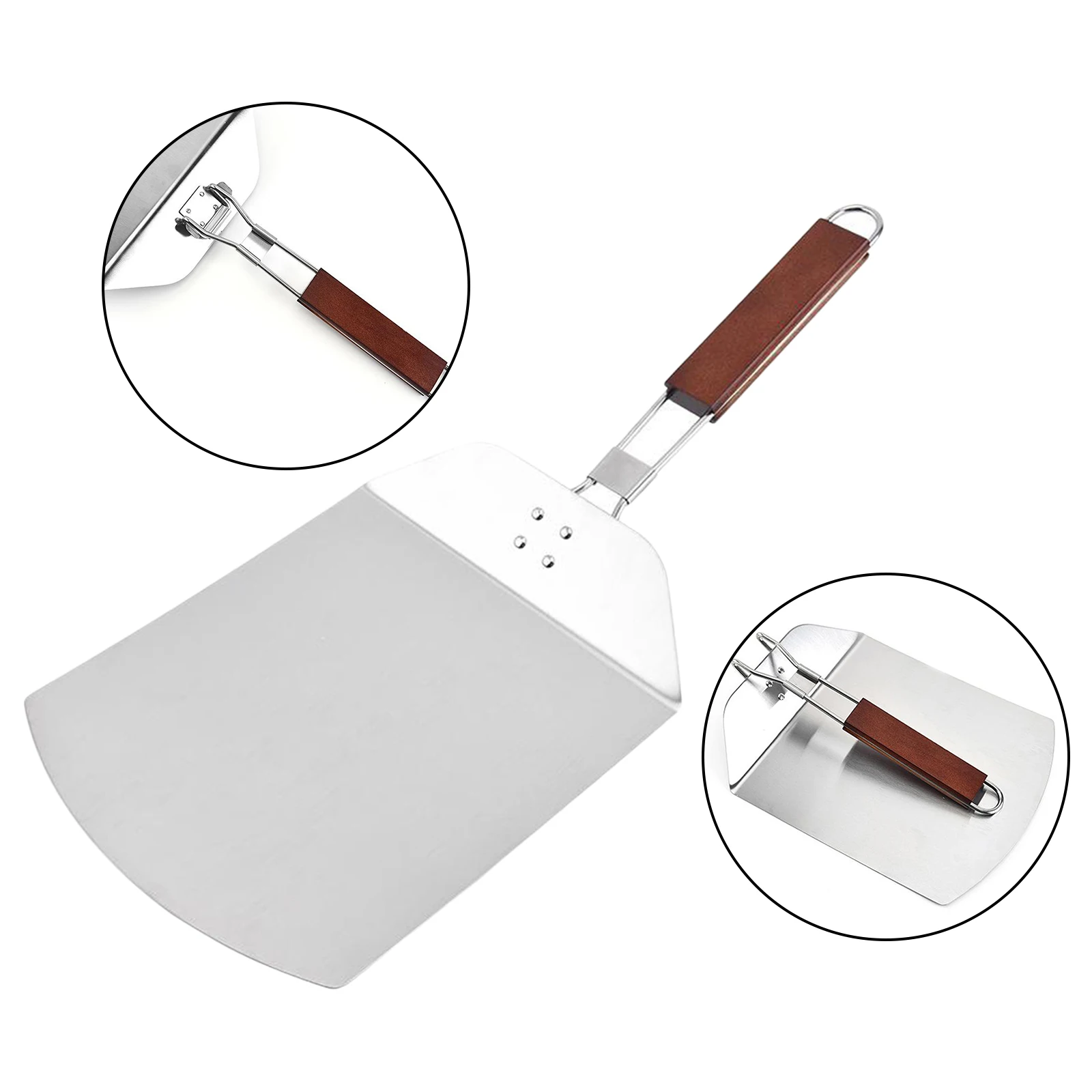 

Foldable Wooden Handle Stainless Steel Cake Pizza Shovel Kitchen Baking Tool Pizza Spatula Kitchen Supplies
