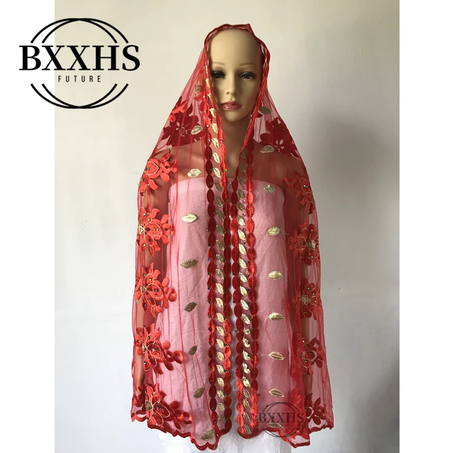 

African scarfs,muslim embroidery small net scarf,2.2*0.5 meter small size scarf for shawls wraps