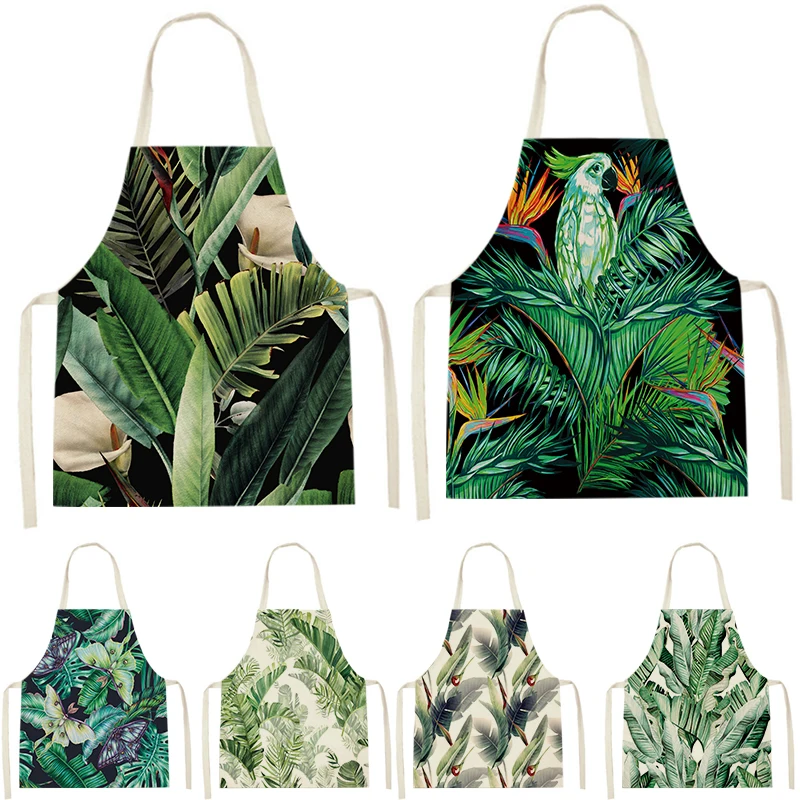 

Фартуки для бариста с принтом тропических растений и листьев, кухонные принадлежности для уборки дома, без рукавов, для женщин