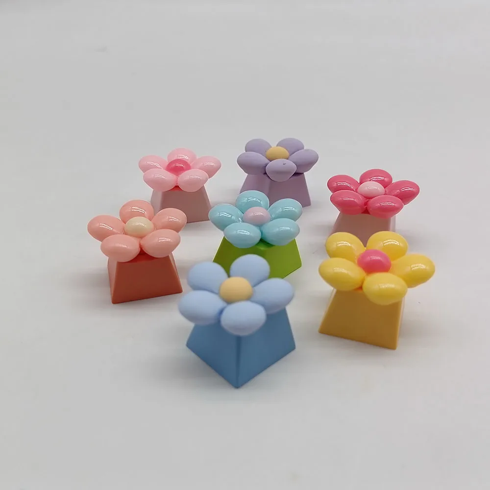 

Personalized Flower Model Keycaps ESC Cherry Custom Keycap Cute Pink Stereo Mechanical Keyboard Caps Accessories PBT Diy Key Cap