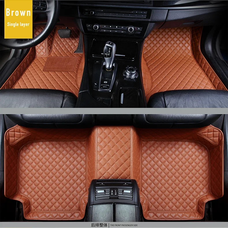 Brown Автомобильный коврик для peugeot 308SW 408 508 607 2008 3008 4008 RCZ Водонепроницаемый автомобильные аксессуары кожаный коврик ковер лайнер - Название цвета: Brown