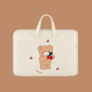 new korea cute bear laptop handbag for macbook dell lenovo storage bag 13 3 14 15 6 inch notebook computer shockproof case cover free global shipping