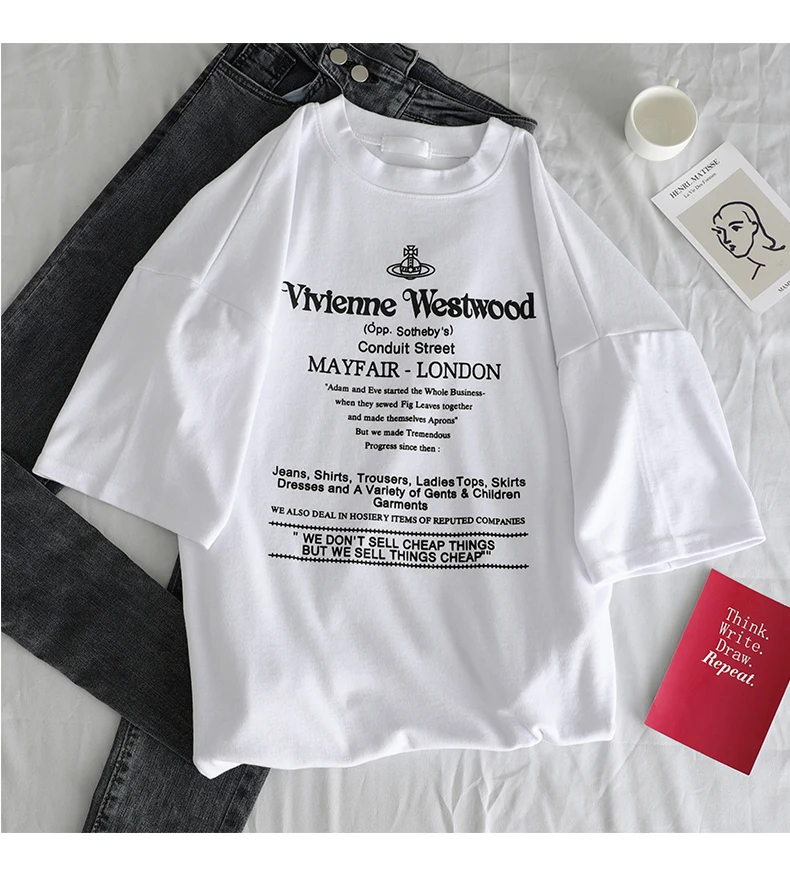 Серая футболка в стиле Hong Kong для девочек Харадзюку свободная с короткими