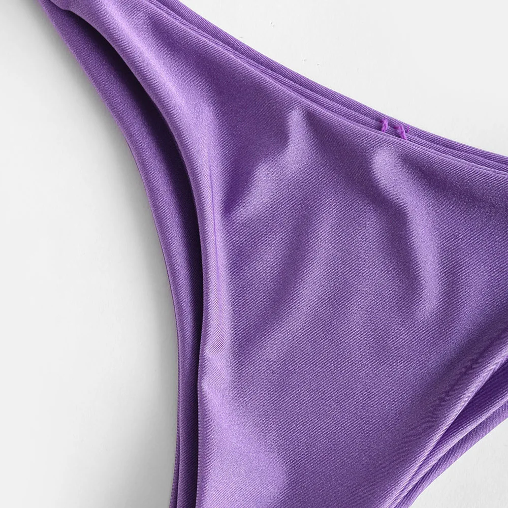 ZAFUL Shiny Underwire Bikini Set With Hair Band Padded Solid Women Bathing Suit Low Waisted Push Up Swimsuit Sexy Swimwear 2019 | Женская