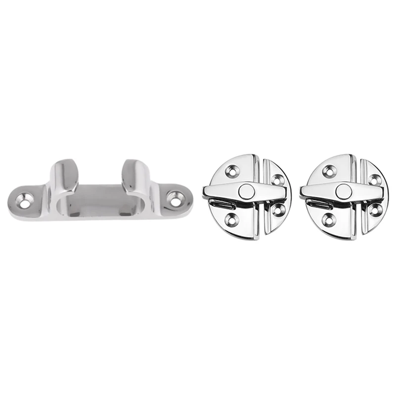 

2Pcs Boat Door Hatch Round Turn Button Twist Catch Latch with 2Pcs Boat Bow Chock Straight Fairlead Line Cleat Hardware