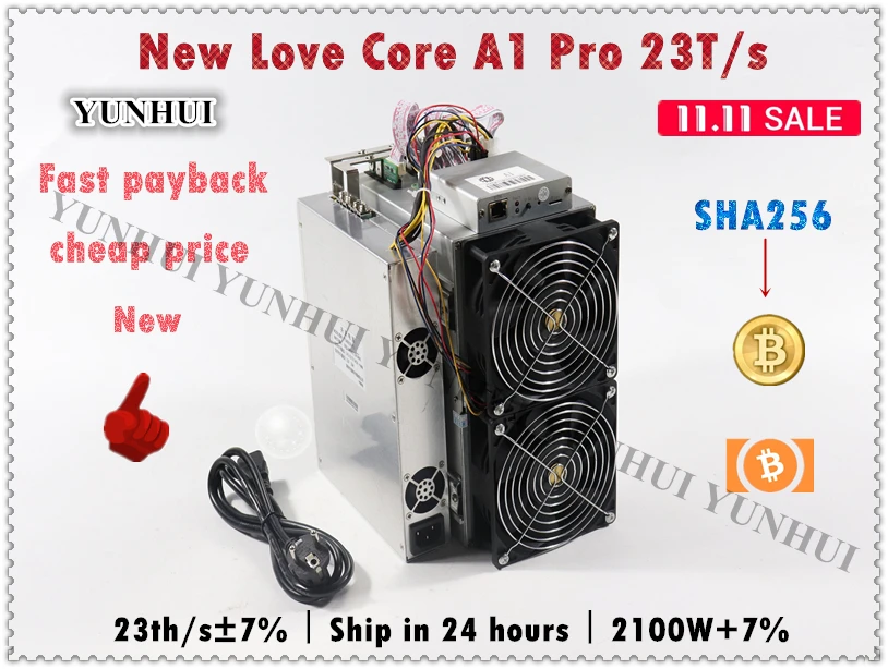 

New BTC BCH Miner Love Core Pro A1 23T With PSU Economic Than Antminer S9 S11 S15 S17 T9+ T17 WhatsMiner M3X M20S Ebit E9i E9+