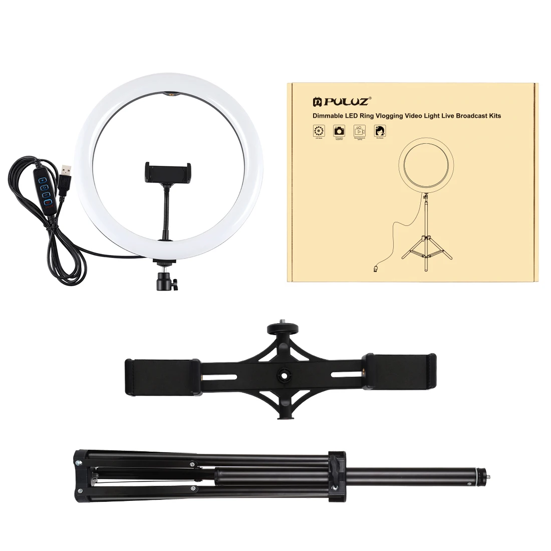

Fill light 11.8 inch 30cm dual color temperature LED arc surface ring dual-camera crossbar with mobile phone holder 9 inches