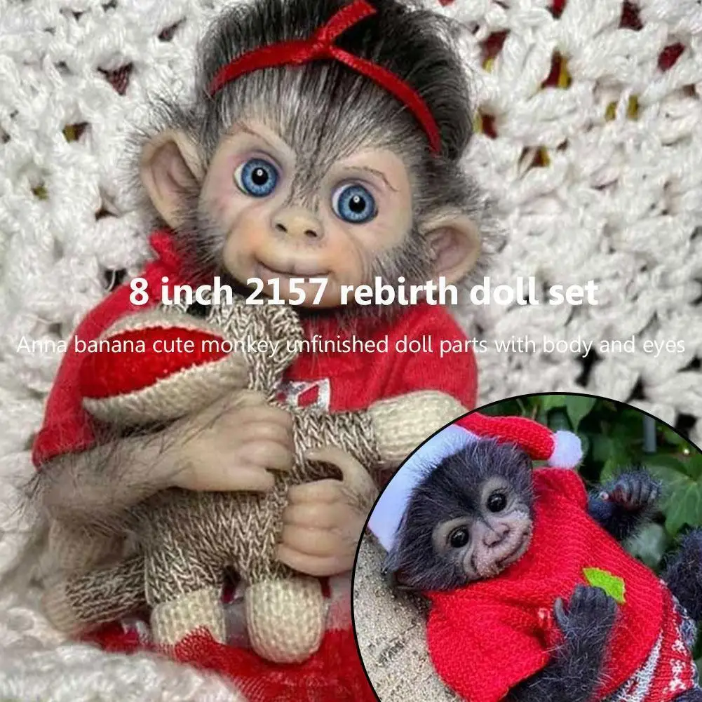 

NPK 8inch Reborn Doll Kit Anna Banana Cute Monkey Unfinished Eyes With Body And Doll Parts Reborn Kit