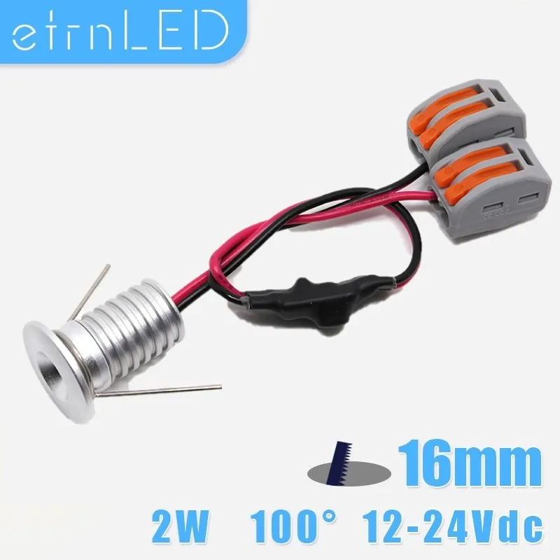 

etrnLED 12V 24V Recessed Led Spotlights Mini Spot Lights Ceiling Home Showcase Cabinet Downlight 2W with Quick Connect Terminal