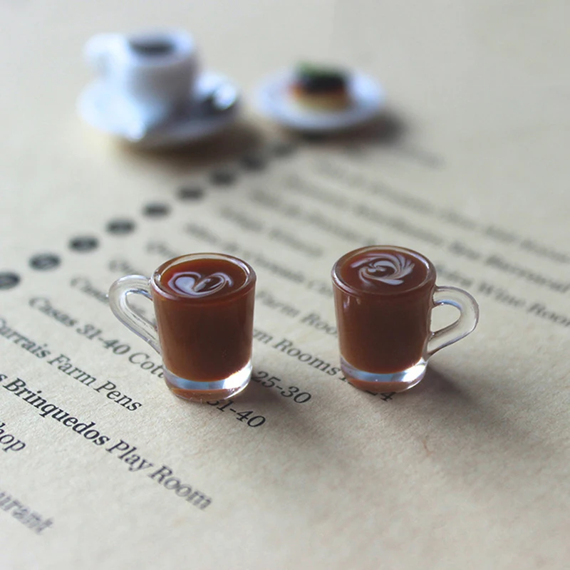 

1pc 1/12 Dollhouse Miniature Accessories Decoration Mini Coffee Cup Simulation Coffee Cup Drink Model Toy pattern Random