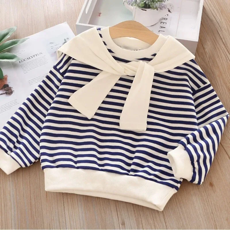 Bear Leader Girls Boys Striped Hoodies 2021 New Fashion Kids Baby Letter Print Sweatshirts Casual Korean Style Clothes For 2-7Y