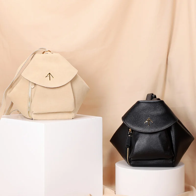 Genuine Leather Women's Backpack Academic Sanding Shoulder Bag Soft Fashion Casual | Багаж и сумки