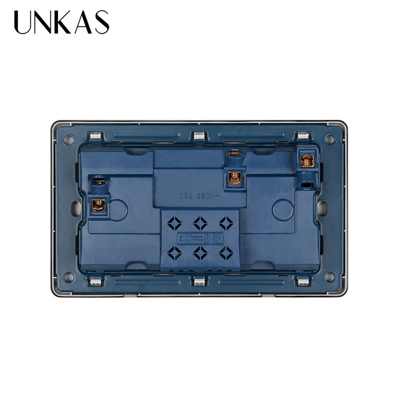 Настенная розетка UNKAS универсальная черная с 5 отверстиями неоновым разъемом 2 1a