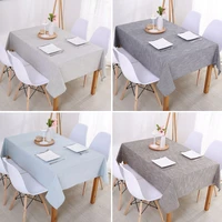 thicken cotton linen tablecloth solid color light blue dust proof table cloth wedding banquet rectangular cover minimalist style
