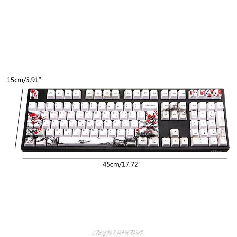 

Korean Japanese Plum Blossom PBT Five sides Dye-subbed 110 Keys OEM Profile Keycap Mechanical Keyboard F06 21 Dropshipping