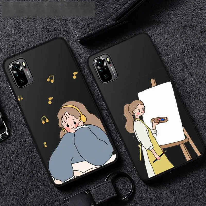 

Aesthetic cartoon girl Phone Case For Xiaomi Mi Redmi Note 8T 9T 9S 9A 10 7 8 9 Lite pro