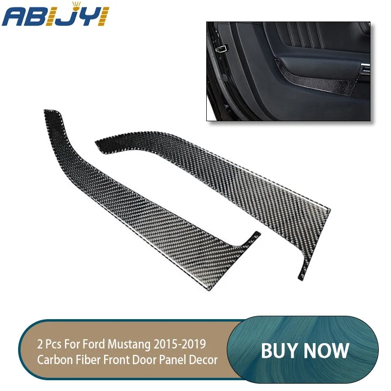 

For Ford Mustang 2015-2019 Car Accessories 2Pcs Car Styling Carbon Fiber Stickers Front Door Panel Decor Trim Cover