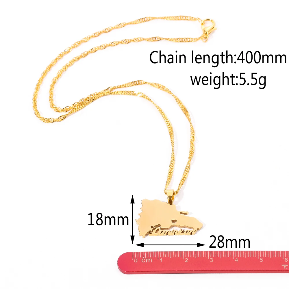 Ожерелье с подвеской изображением Доминиканской карты из нержавеющей стали