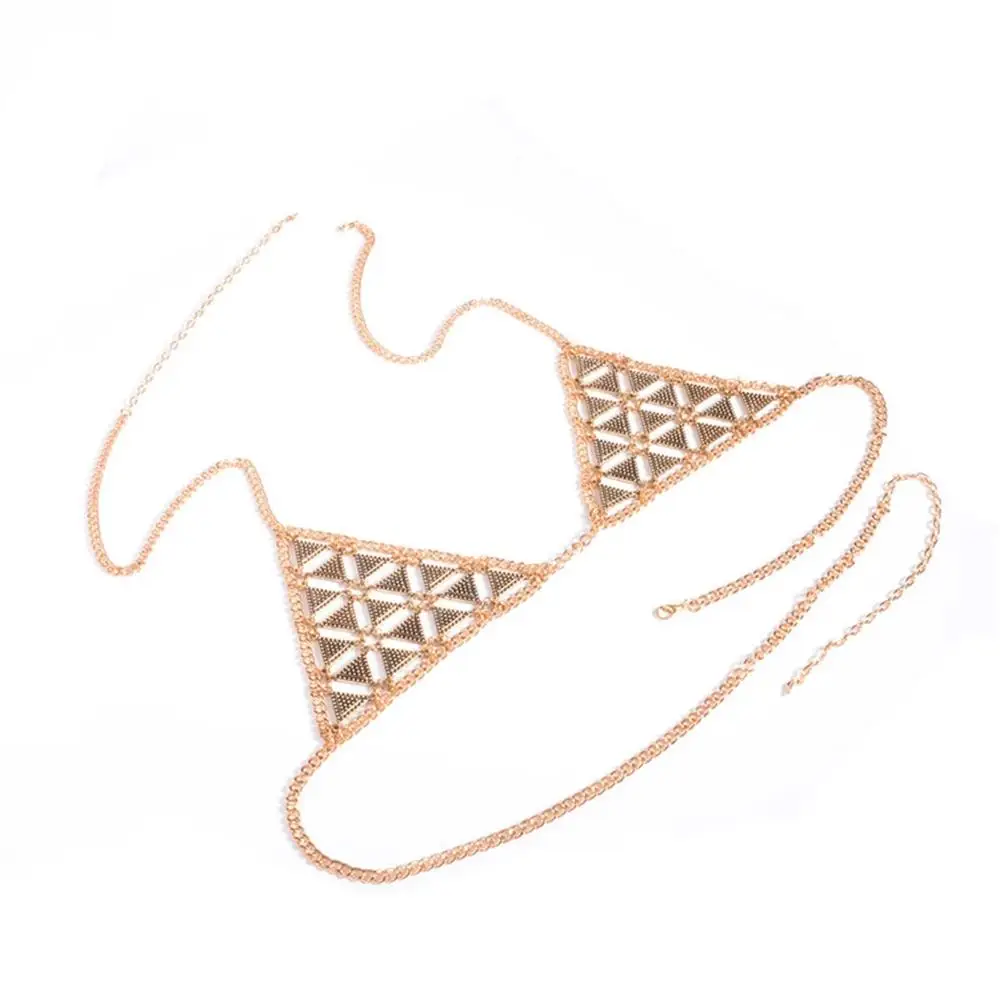 Металлические бралетты цвета золота филигранные Геометрические цепи тела для