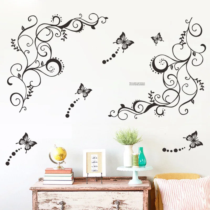 

Black And White Butterfly Pattern Literary Wallpaper Bedroom Porch Commercial Background Beautification Decorative Wall Sticker