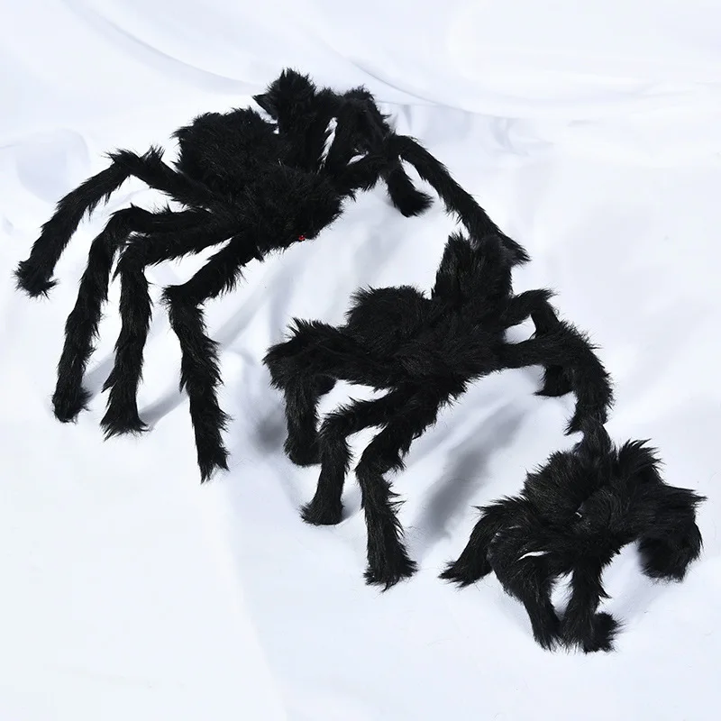 

1pc Halloween Scary Black Big Spider Halloween Decoration Props Party Bar Home Decor Spoof Toys Simulation Plush Spider