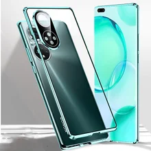 Double sided glass Magnetic case for Honor 50 Pro 50SE metal 360 degree Full Case Protect the lens