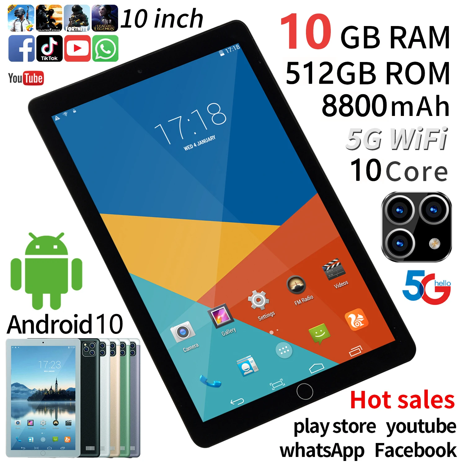 

Global VersionS11 10-inch Tablet PC 2560x1600 IPS 10GB RAM 512GB ROM 5G Network Dual SIM Tablet PC 10Core Android Wifi