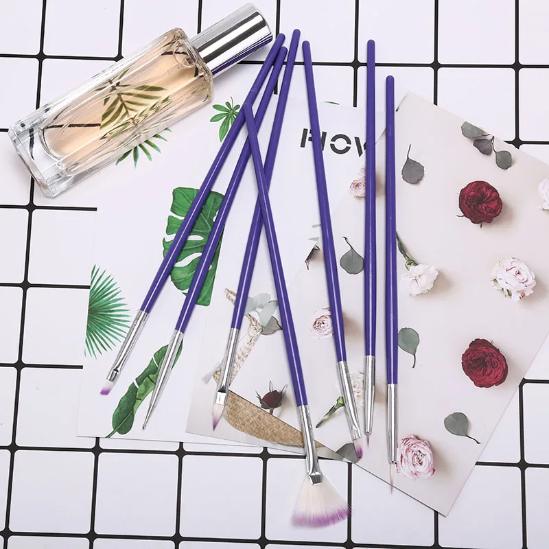 7 шт. дизайн ногтей ручка с кисточкой Раскрашивание рисунка веер линия строитель