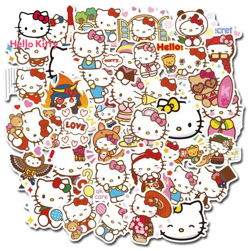 

50pcs Hello Kitty Graffiti Stickers Cute Cartoon Mobile Phone Waterproof Stickers