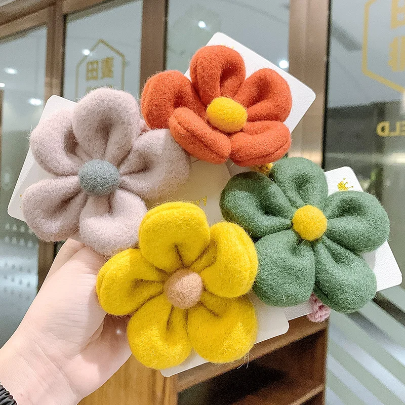 Корейский плюшевая повязка для волос кольцо с милыми цветами девочек резинка