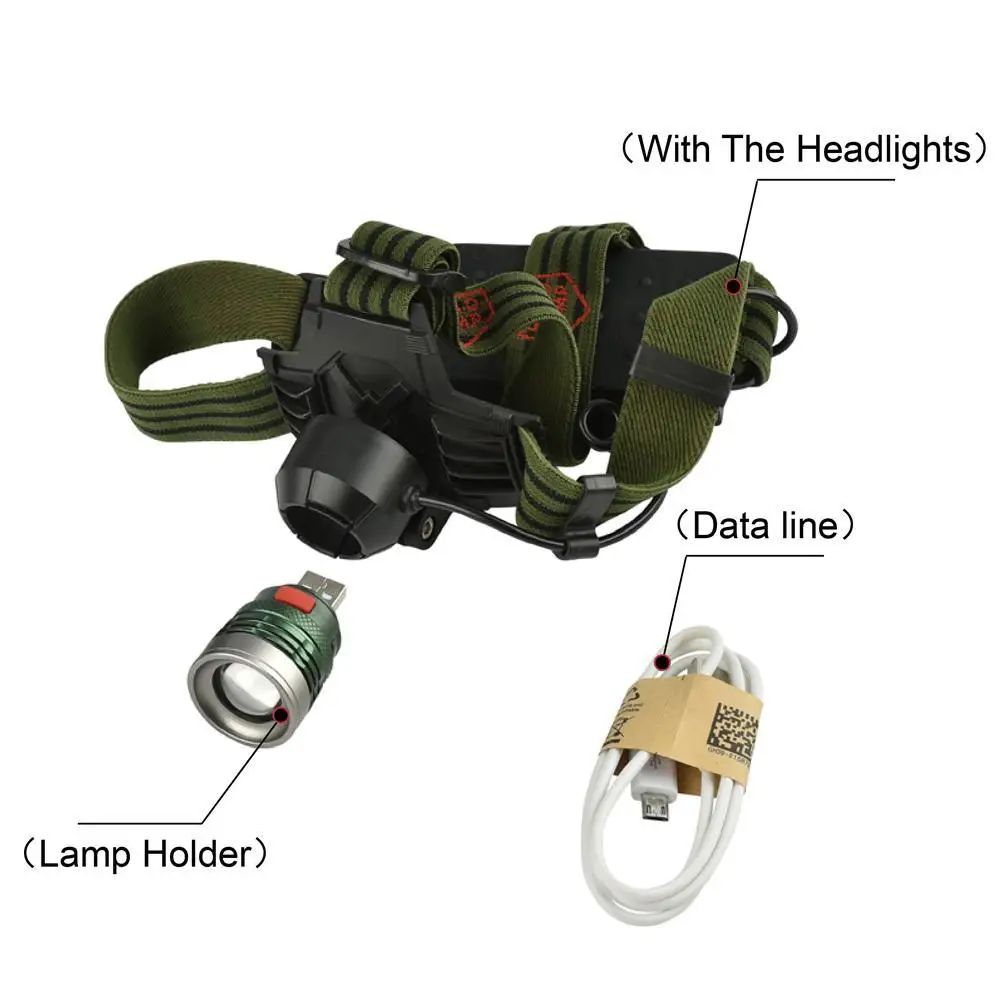 Светодиодный головной фонарь USB Oplaadbare 50000lm 3 * T6 + 2 Q5 Vissen Zaklamp Fakkel