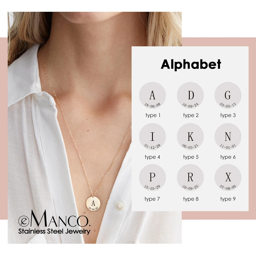 Женское Ожерелье из нержавеющей стали eManco ожерелье 316L золотого цвета с 26